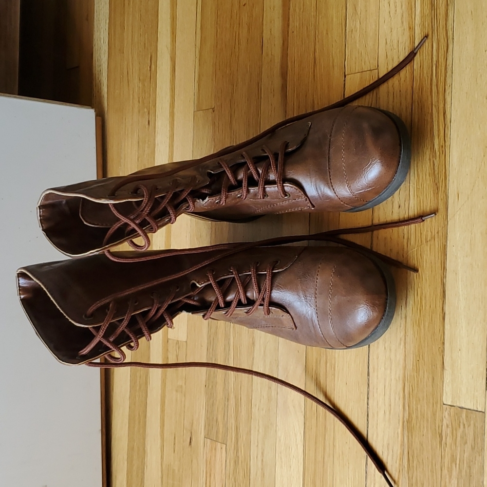 Brown lace up boots